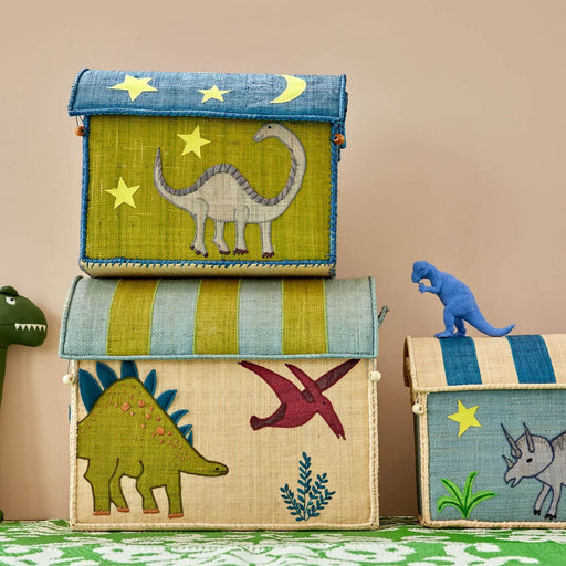 Large Dino Raffia Toy Basket Dinosaur Print - Aufbewahrungskorb von Rice kaufen - Spielzeug, Kinderzimmer, Babykleidung & mehr