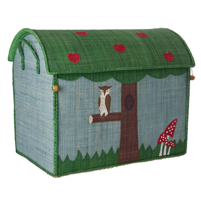 Large Owl Raffia Toy Basket Happy Forest Print - Aufbewahrungskorb von Rice kaufen - Spielzeug, Kinderzimmer, Babykleidung & mehr