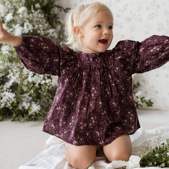Lila Blouse aus 100% Bio-Baumwolle - Luna Floral Kollektion von Jamie Kay kaufen - Kleidung, Babykleidung & mehr