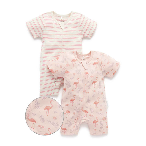 Playsuit Kurz mit Print 2er Set mit Reißverschluss GOTS Bio-Baumwolle von Purebaby Organic kaufen - , Babykleidung & mehr