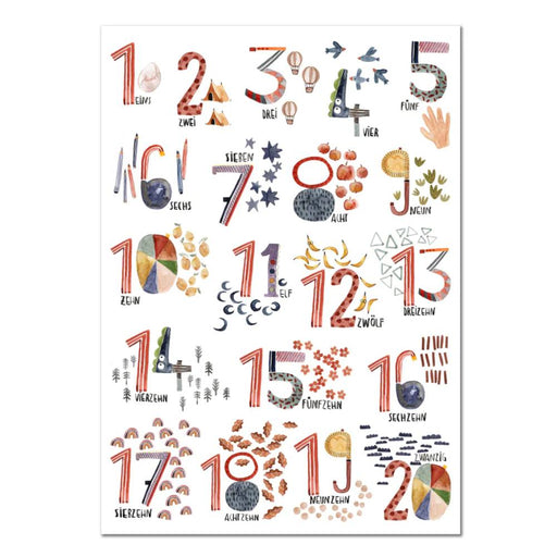 Poster Kunstdruck Zahlen DIN A3 von Halfbird kaufen - Kinderzimmer, Geschenke, Babykleidung & mehr