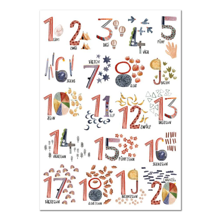 Poster Kunstdruck Zahlen DIN A3 von Halfbird kaufen - Kinderzimmer, Geschenke, Babykleidung & mehr