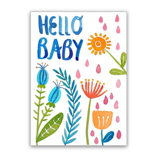 Postkarte Hello Baby mit Blumen von Frau Ottilie kaufen - Spielzeug, Alltagshelfer, Geschenke, Kinderzimmer, Babykleidung & mehr
