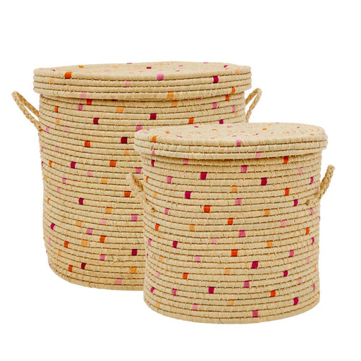 Raffia Storage Basket Medium - Aufbewahrungskorb Rund mit Deckel von Rice kaufen - Spielzeug, Kinderzimmer, Babykleidung & mehr
