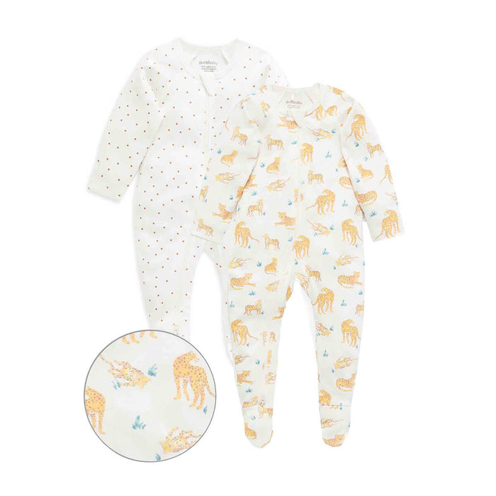 Schlafanzüge mit Print 2er Set mit Reißverschluss GOTS Bio-Baumwolle von Purebaby Organic kaufen - , Babykleidung & mehr