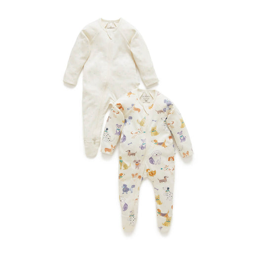 Schlafanzüge mit Print 2er Set mit Reißverschluss GOTS Bio-Baumwolle von Purebaby Organic kaufen - , Babykleidung & mehr