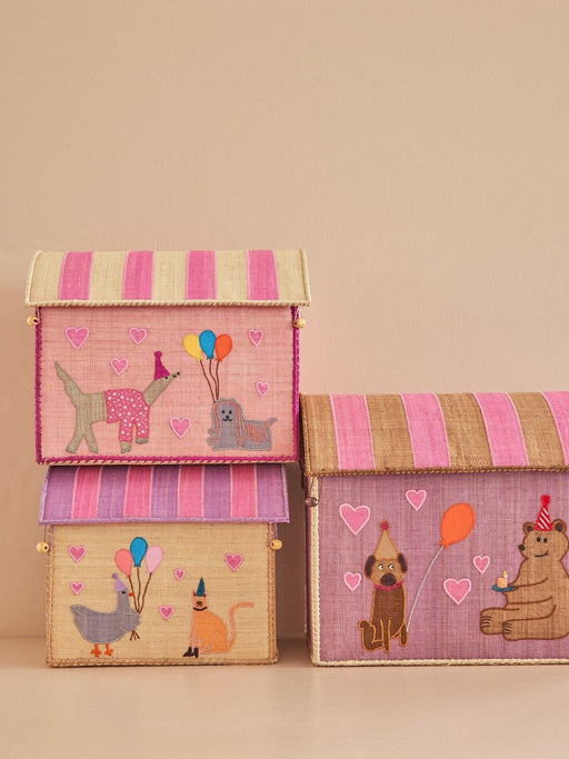 Small Cat Raffia Toy Basket Party Animals Print - Aufbewahrungskorb von Rice kaufen - Spielzeug, Kinderzimmer, Babykleidung & mehr
