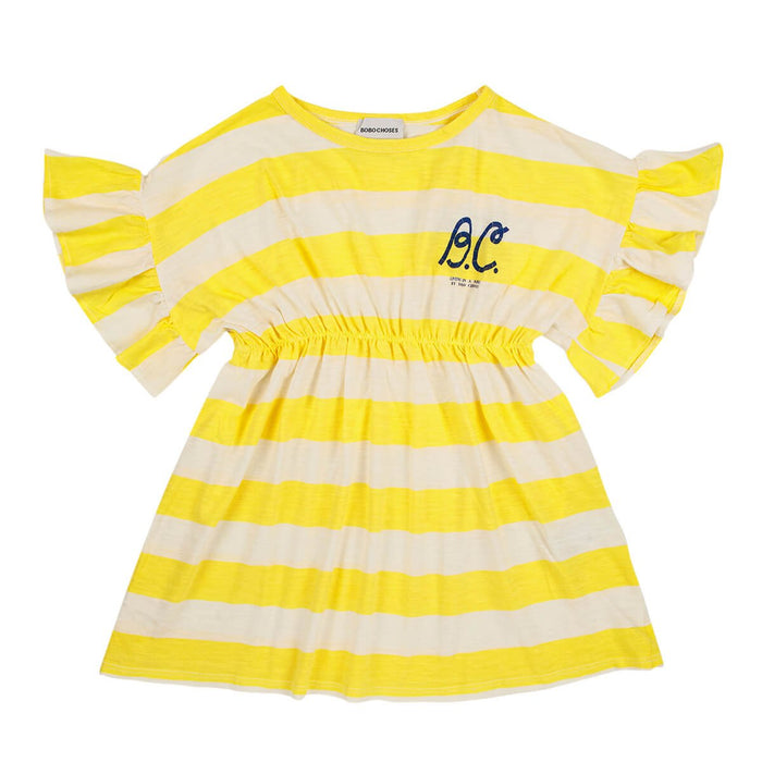 Stripes Ruffle Dress - Kleid gestreift aus 100% Bio Baumwolle von Bobo Choses kaufen - Kleidung, Babykleidung & mehr