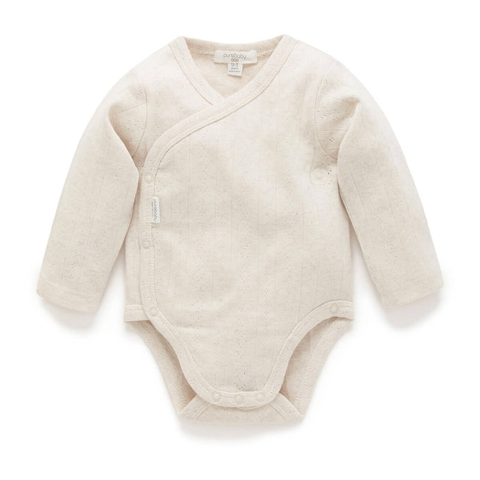 Wickelbody Langarm Pointelle GOTS Bio-Baumwolle von Purebaby Organic kaufen - Kleidung, Babykleidung & mehr